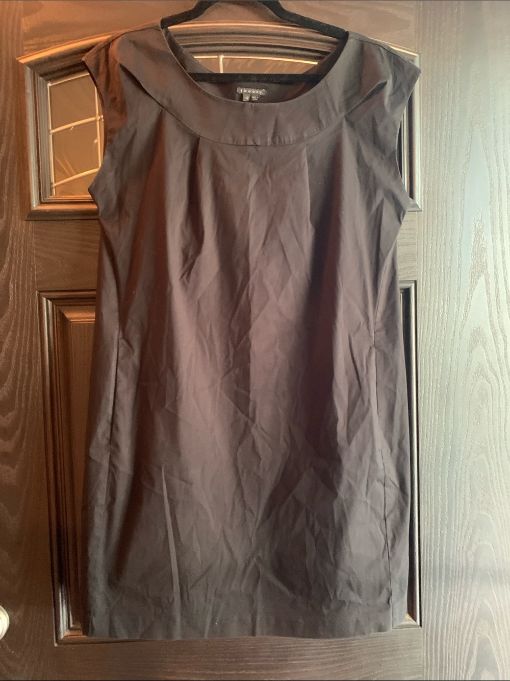 Theory Danela Black Cap-Sleeve Shift Dress Size 12